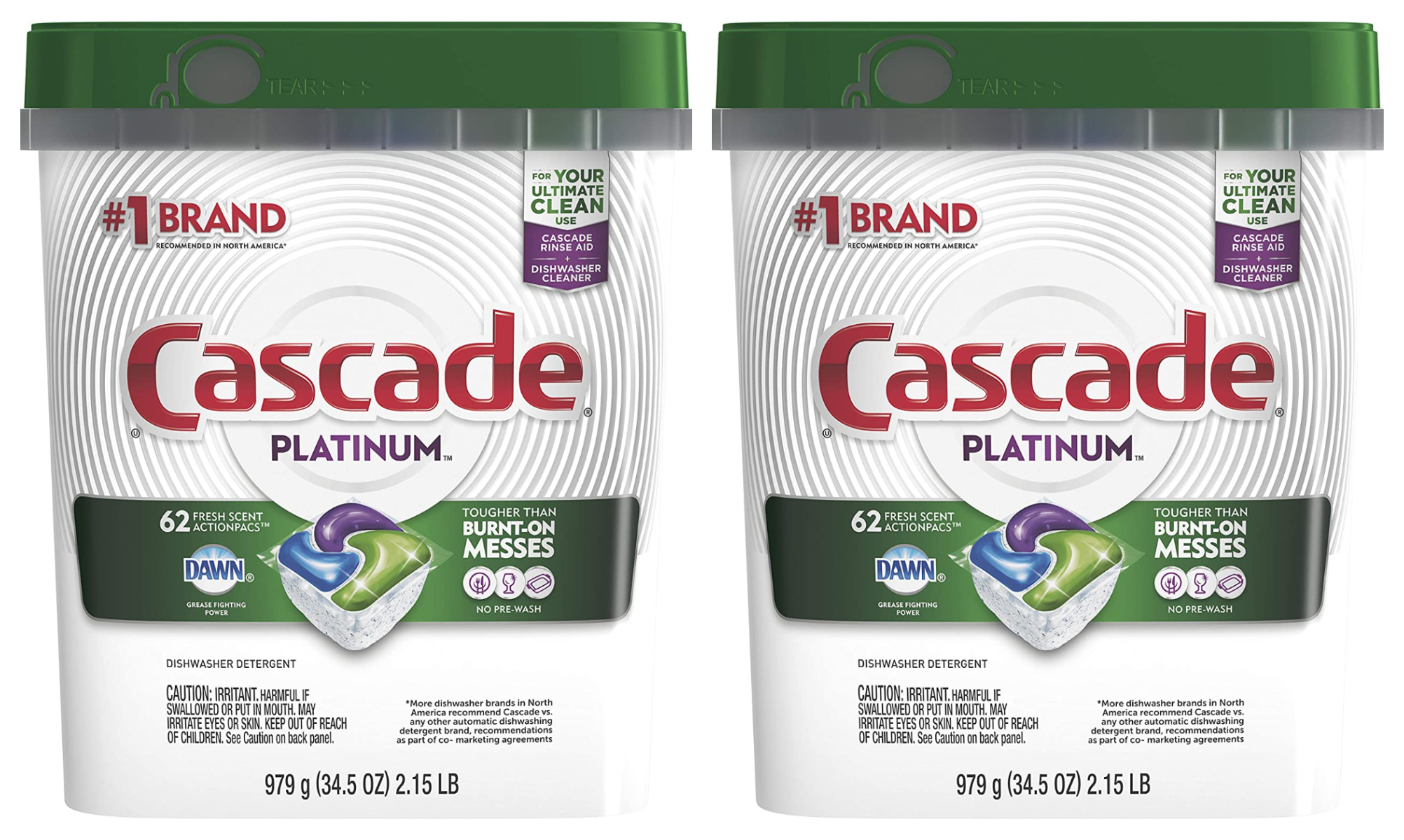 2 Tubs of Cascade Platinum Dishwasher Pods, Actionpacs ...