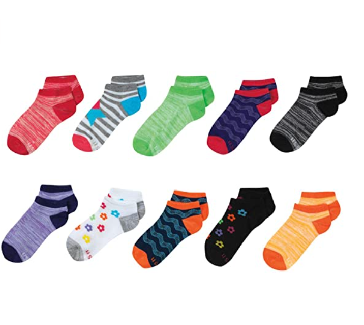 Hanes Girls’ Fashion No Show Socks (10 Pack – Size Medium) for ONLY $3 ...