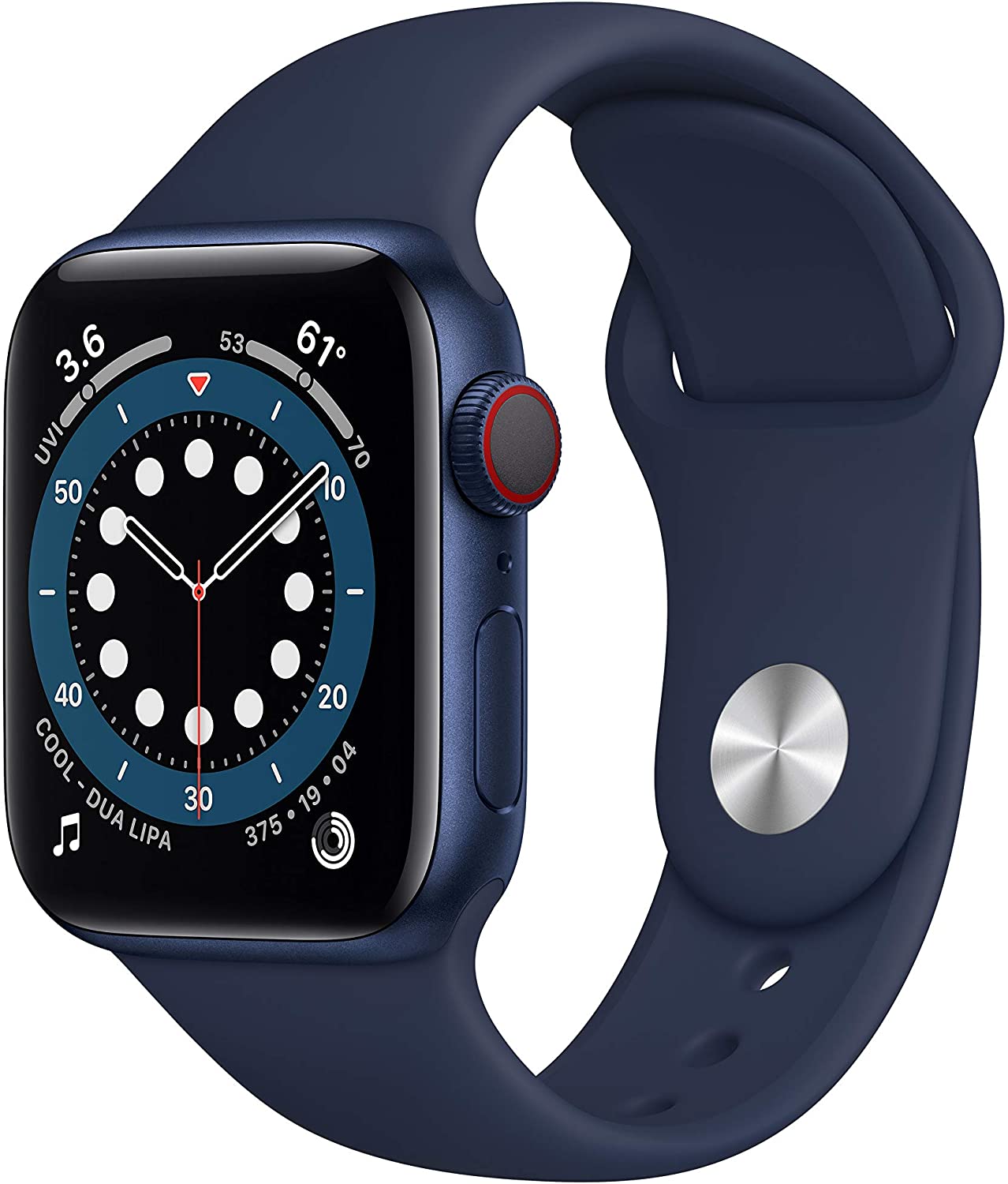New Apple Watch Series 6 (GPS + Cellular, 40mm) â Blue Aluminum Case with Deep Navy Sport Band 